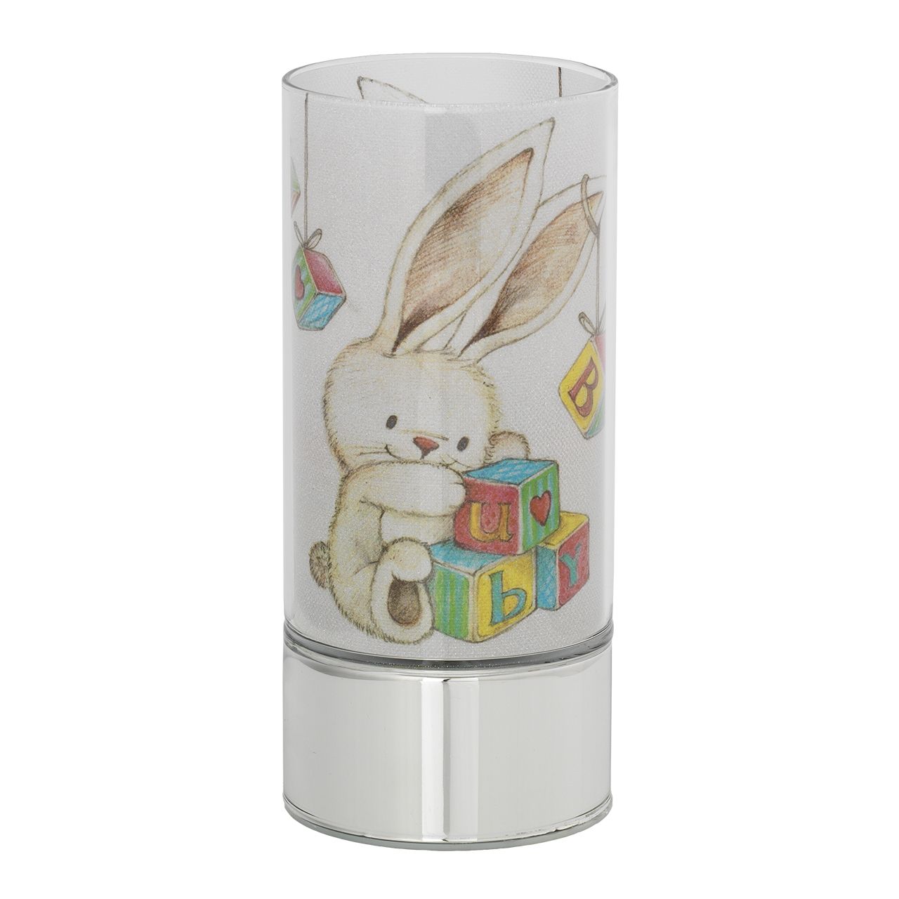 LAMPADA IN VETRO H. 20 CON DECORO CONIGLIETTO